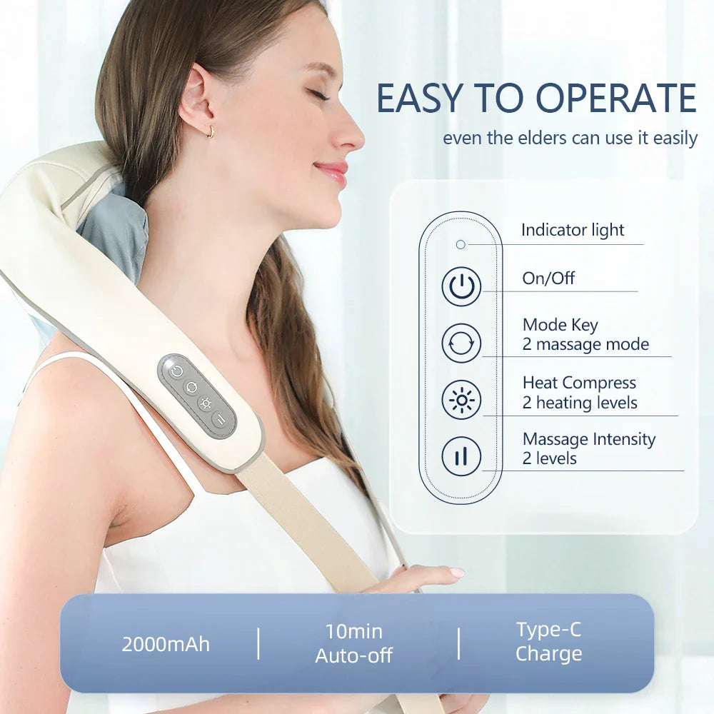 Wireless Neck and Back Massage for Pain Relief & Muscle Relaxation