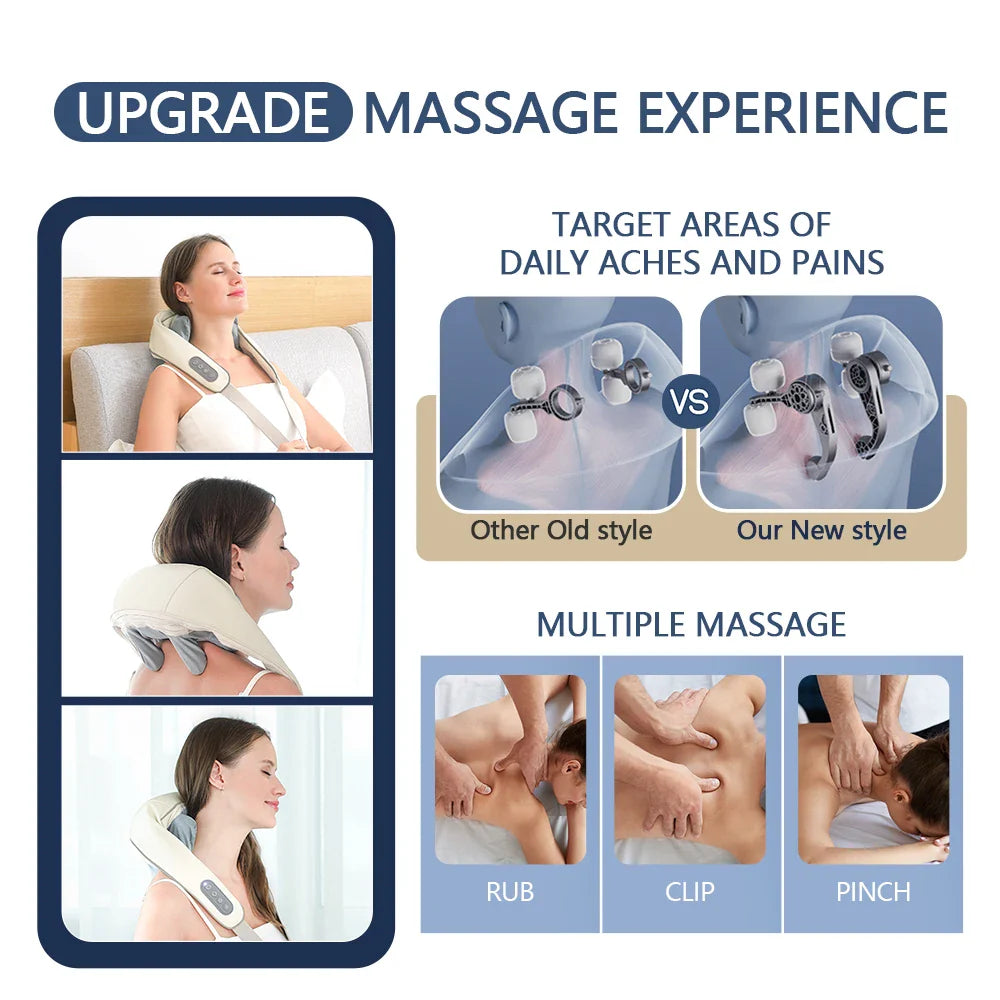 Wireless Neck and Back Massage for Pain Relief & Muscle Relaxation