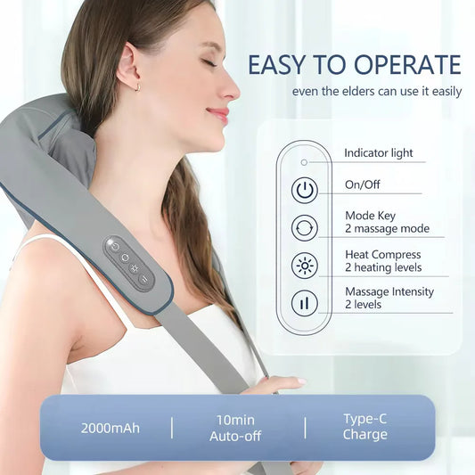 Wireless Neck and Back Massage for Pain Relief & Muscle Relaxation