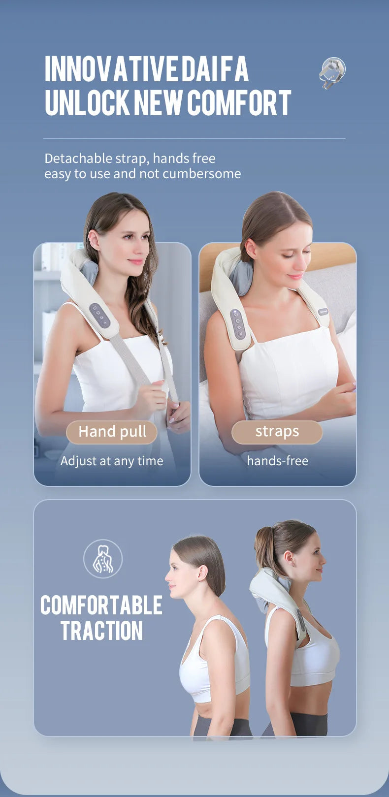 Wireless Neck and Back Massage for Pain Relief & Muscle Relaxation